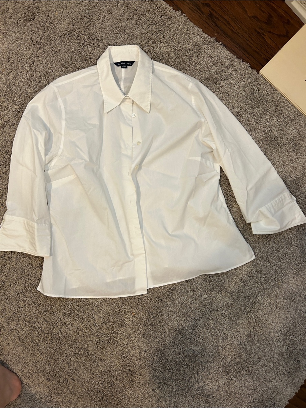 Lands' End White womens  Classic Button-Front Shirt